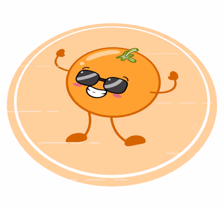 Vrolijk oranje karakter vinyl tapijt rond - TenStickers