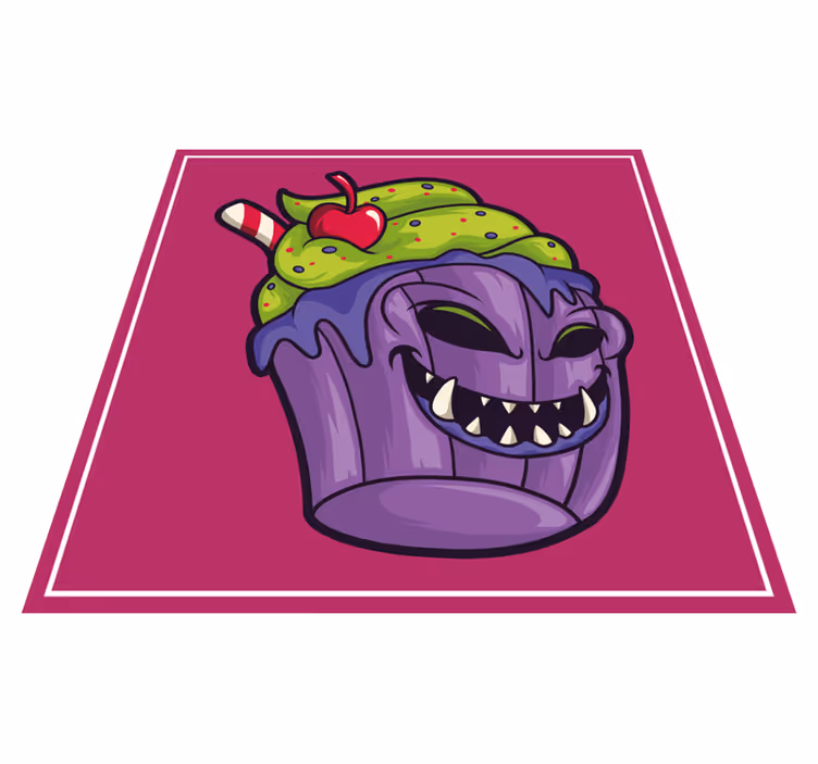 Vraatzuchtig cupcakemonster vinyl tapijt tiener - TenStickers