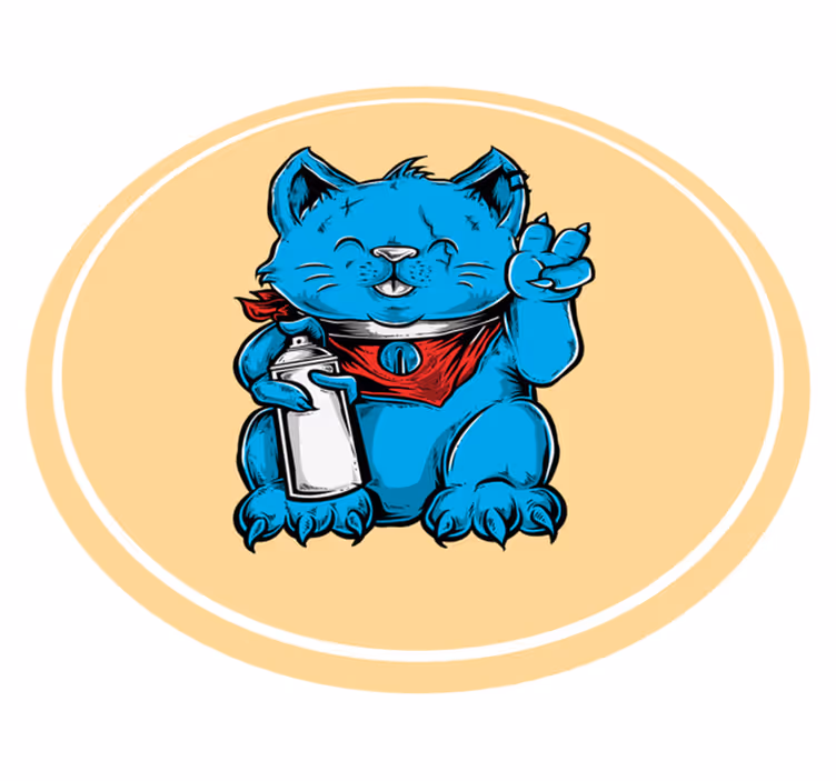 Blauwe kat met babyfles dieren vinyl tapijt - TenStickers