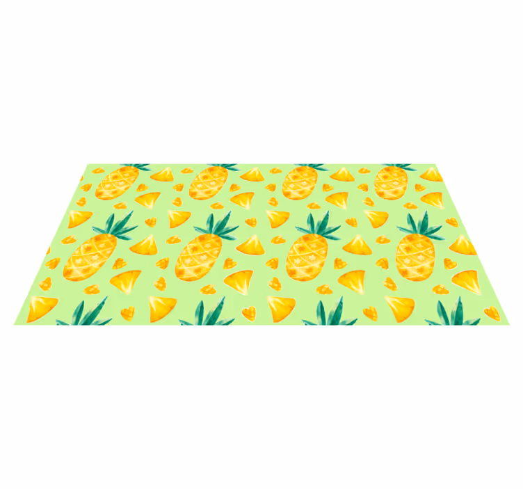 Ananasgroen motief vinyl tapijt keuken - TenStickers