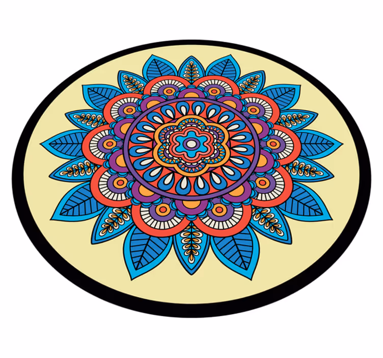 Kleurrijk cirkelvormig motief vinyl tapijt mandala - TenStickers