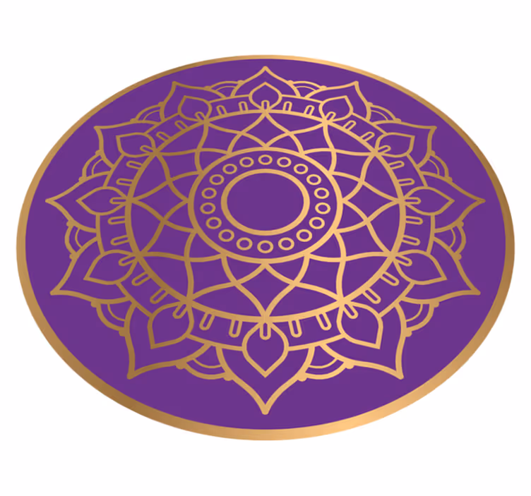 Paars en gouden motief vinyl tapijt mandala - TenStickers