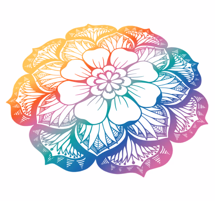 Kleurrijk bloemenmotief vinyl tapijt mandala - TenStickers