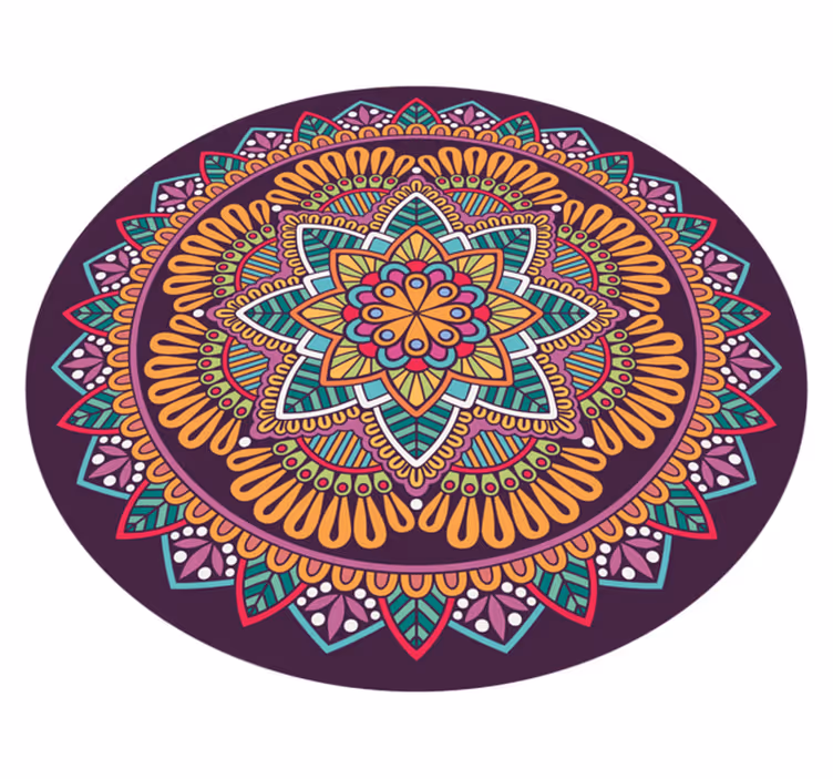 Levendig bloeiend element vinyl tapijt mandala - TenStickers