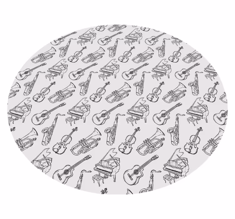 Muziekinstrumentenmotief vinyl tapijt rond - TenStickers