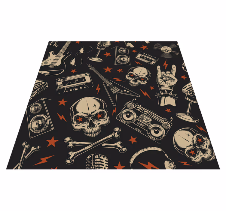 Rockmuziek thema vinyl tapijt tiener - TenStickers