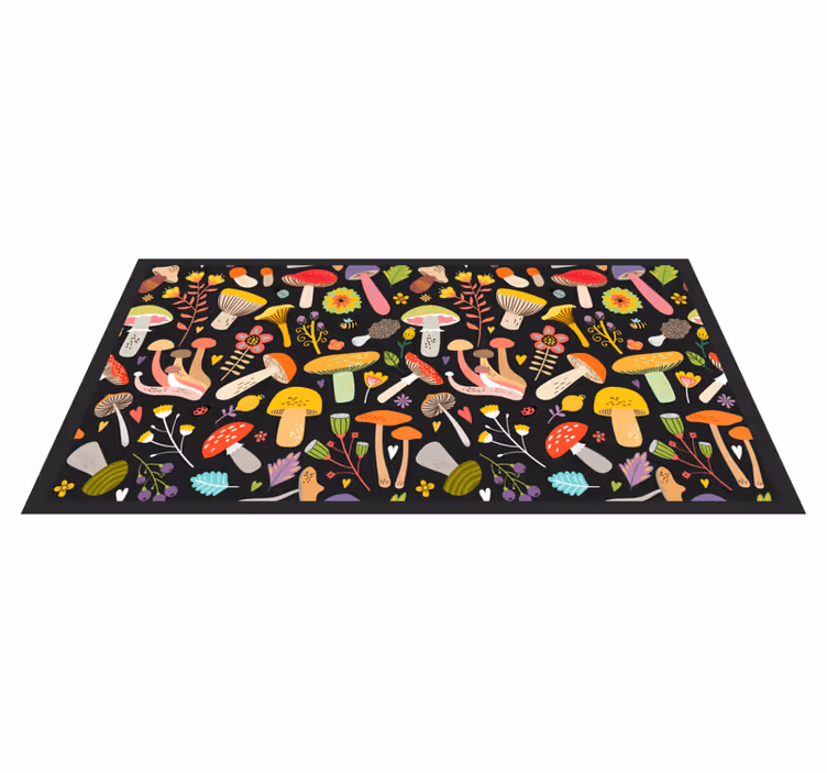 Kleurrijke paddenstoelencollectie vinyl tapijt natuur - TenStickers