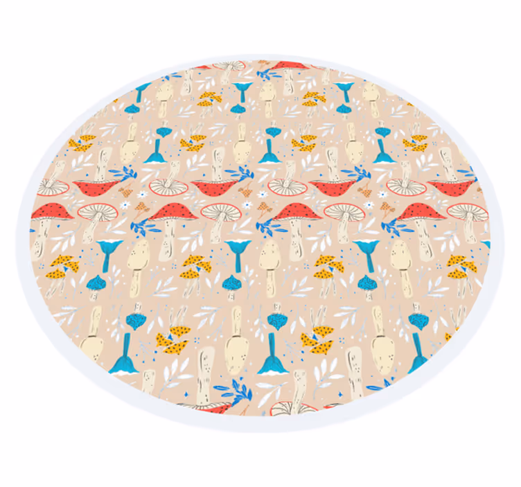 Door de natuur geïnspireerde patronen vinyl tapijt rond - TenStickers