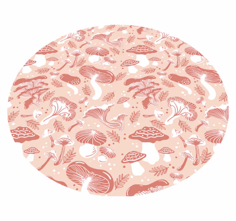 Paddenstoel botanische kunst vinyl tapijt rond - TenStickers