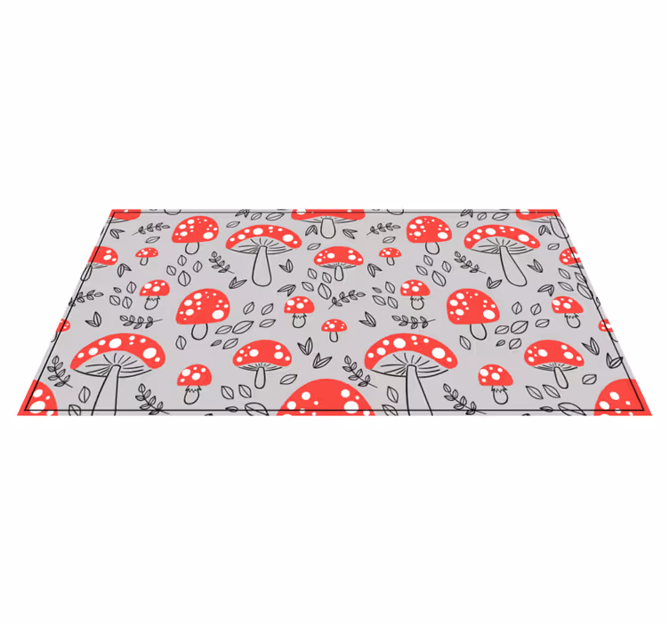 Rood paddenstoelenpatroon vinyl tapijt natuur - TenStickers