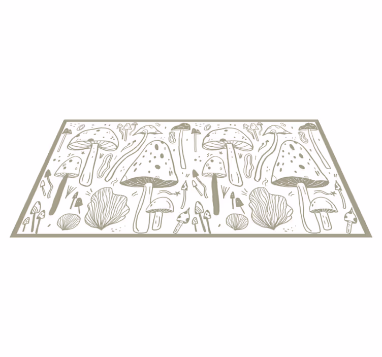 Paddenstoelen schetsen vinyl tapijt bloemen en planten - TenStickers