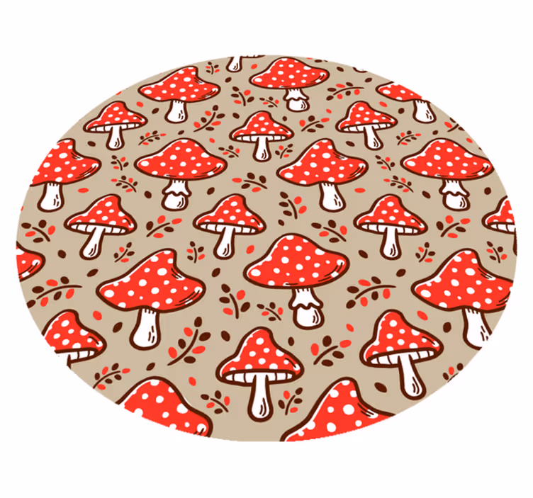 Speels paddenstoelenpatroon vinyl tapijt natuur - TenStickers