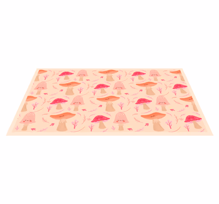 Vrolijke klassieke paddenstoelen vinyl tapijt bloemen en planten - TenStickers