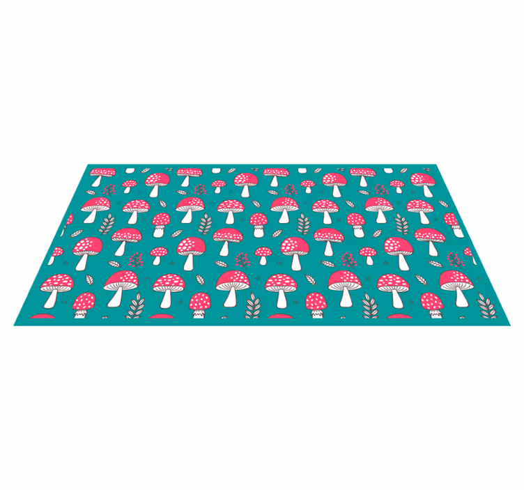 Levendig paddenstoelmotief vinyl tapijt natuur - TenStickers