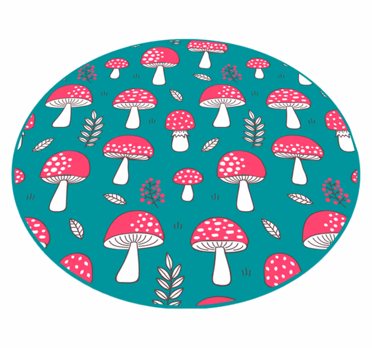 Funky paddenstoelenpatroon vinyl tapijt natuur - TenStickers