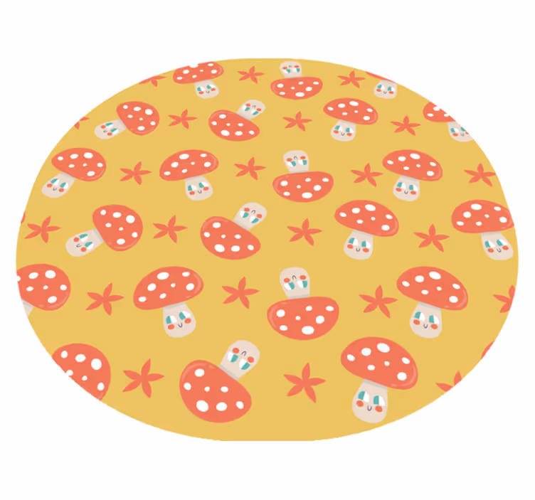 Paddenstoelenplezier vinyl tapijt rond - TenStickers