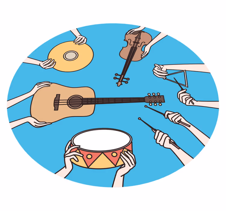 Motief van muzikale handen vinyl tapijt meer kinderen - TenStickers