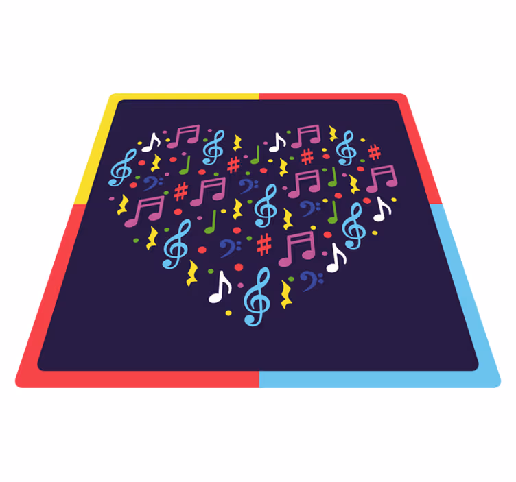 Muzieknoten hart vinyl tapijt tiener - TenStickers