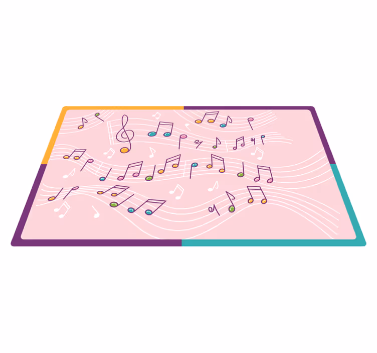 Melodieuze notenstroom vinyl tapijt tiener - TenStickers