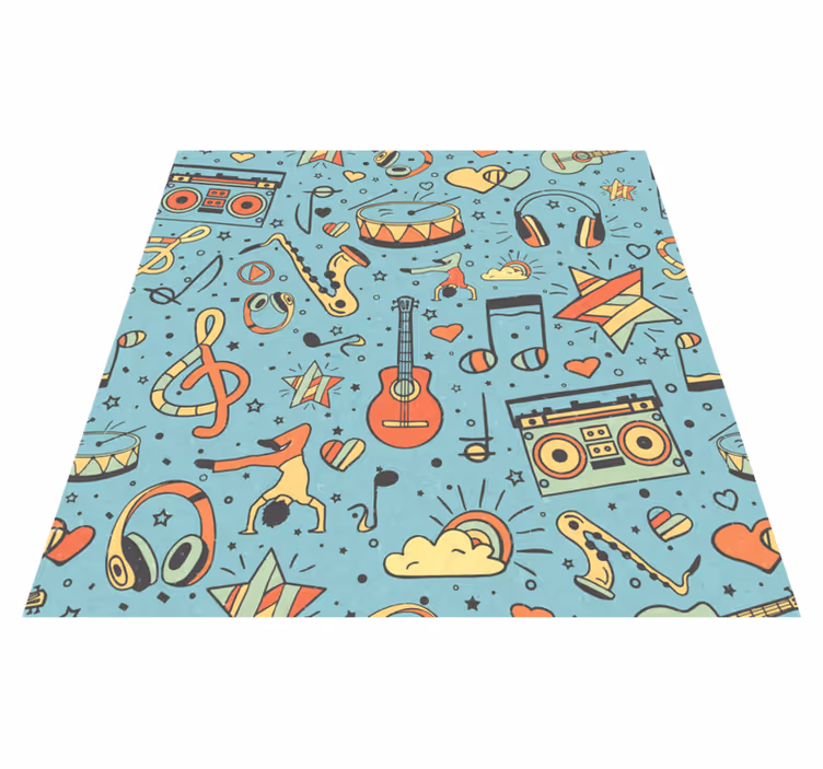 Muzikale symbolen speels vinyl tapijt meer kinderen - TenStickers
