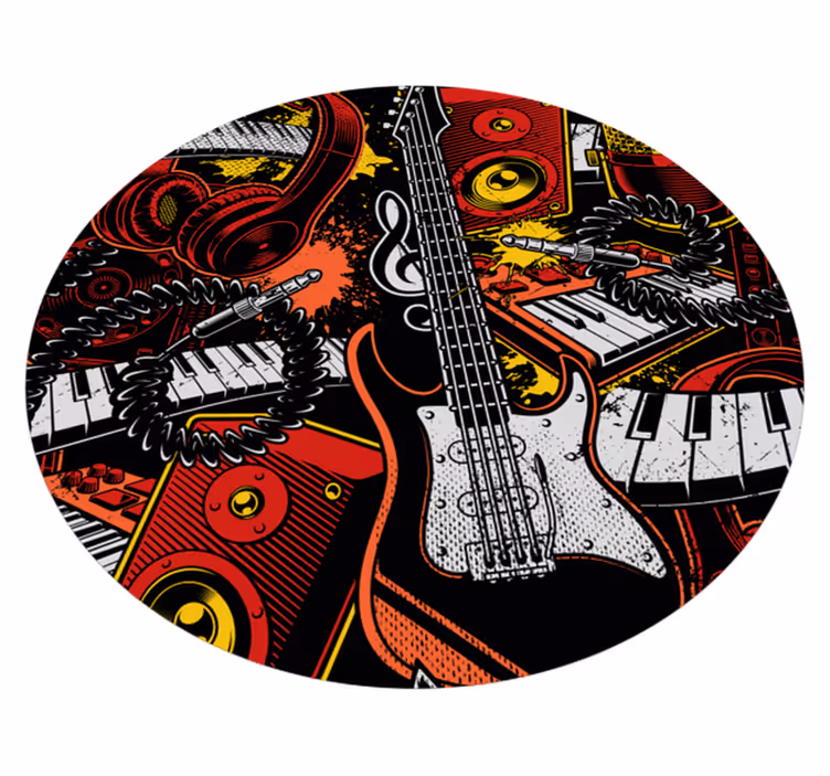 Vinyl tapijt meer kinderen muziekinstrumenten chaos - TenStickers