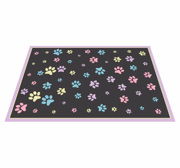 Kleurrijke pootafdrukken vinyl vloerkleed dierenprint - TenStickers