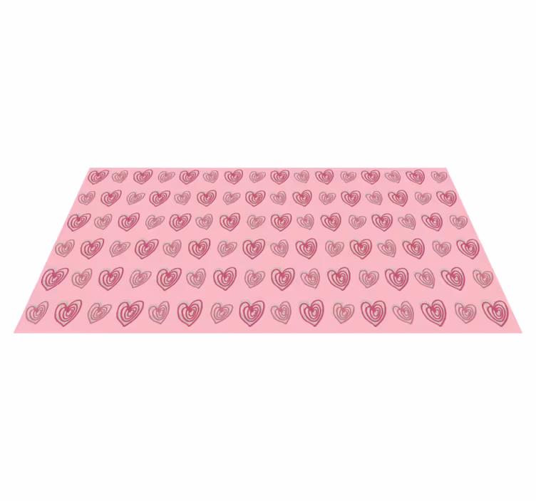 Vinyl tapijt meer kinderen roze patroon met hartjesdoodles - TenStickers