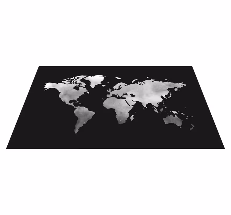 Grijs metaaleffect vinyl tapijt wereldkaart - TenStickers