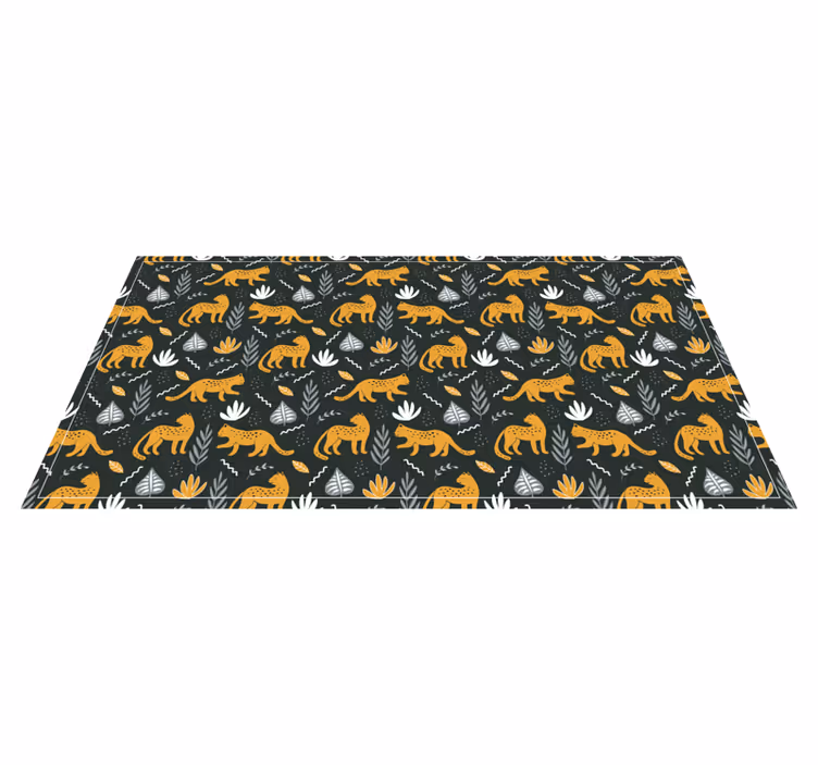 Luipaardpatroon bladeren dieren vinyl tapijt - TenStickers