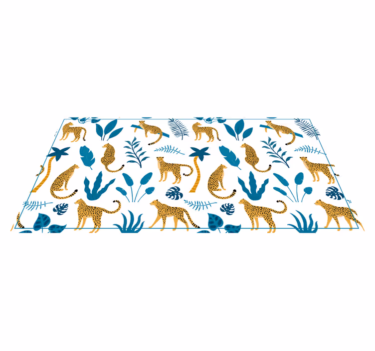 Tropisch luipaardpatroon vinyl tapijt baby - TenStickers