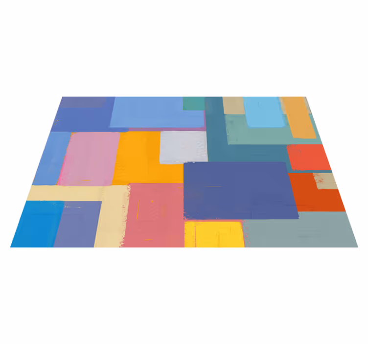 Levendige blokindeling vinyl tapijt geometrisch - TenStickers