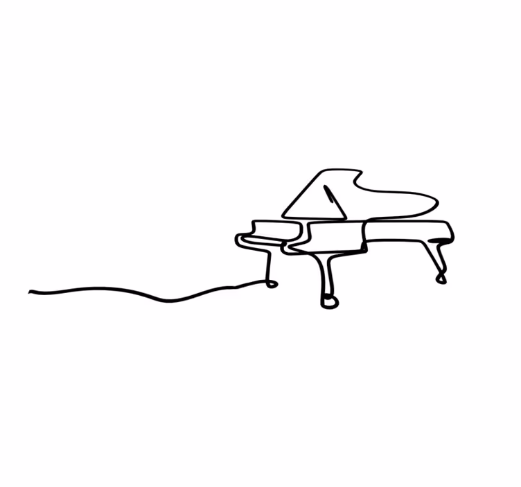 Piano omtrek illustratie vinyl tapijt modern - TenStickers