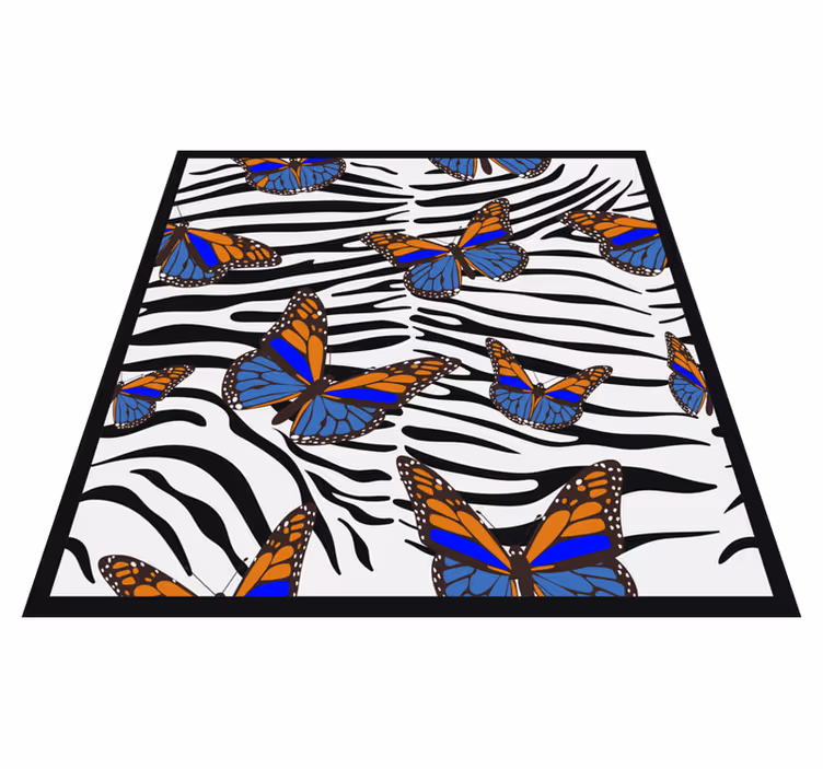 Vlinder zebra patroon vinyl vloerkleed dierenprint - TenStickers