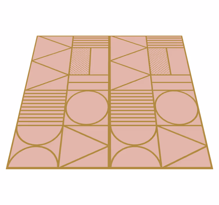 Goud en roze patroon vinyl tapijt geometrisch - TenStickers