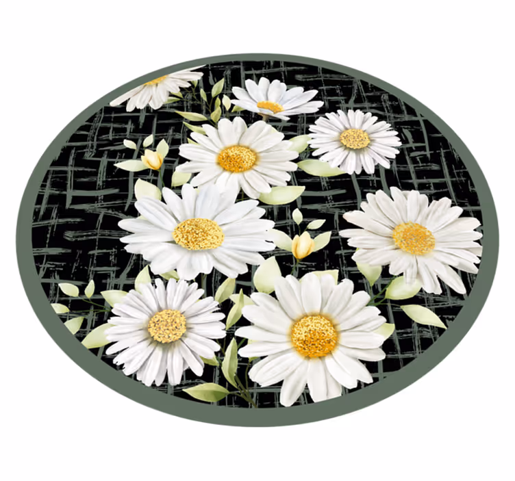 Witte margriet arrangement vinyl tapijt bloemen en planten - TenStickers