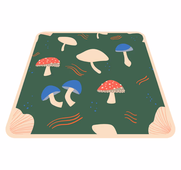 Levendige paddenstoelkunst vinyl tapijt natuur - TenStickers