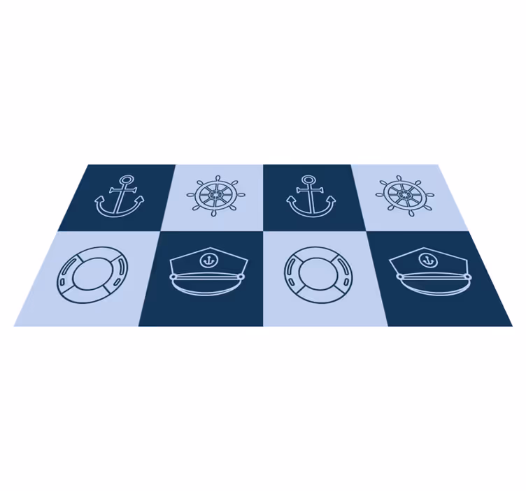 Nautisch getinte iconen vinyl tapijt wereldkaart - TenStickers