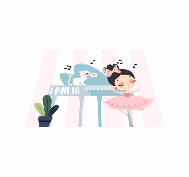 Balletdansscène vinyl tapijt met naam - TenStickers
