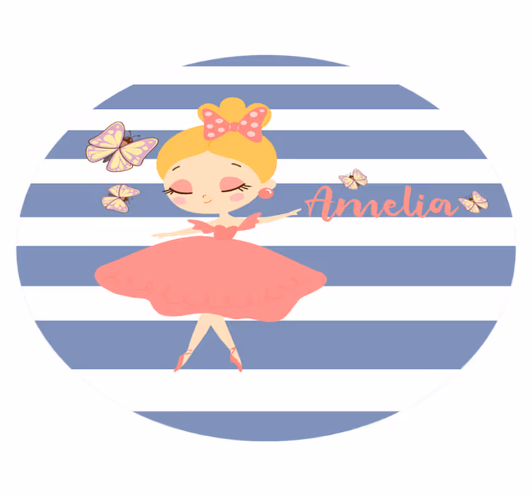 Ballet fee maatwerk vinyl tapijt met naam - TenStickers