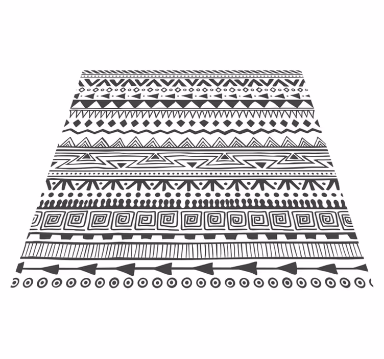 Wit en zwart ontwerp vinyl tapijt etnisch - TenStickers