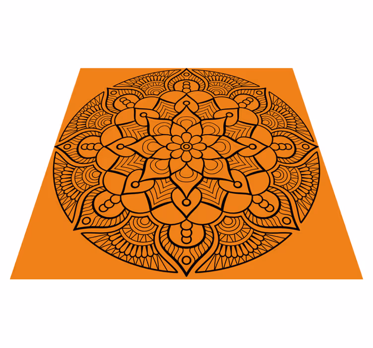 Vinyl tapijt mandala oranje mandala patroon - TenStickers