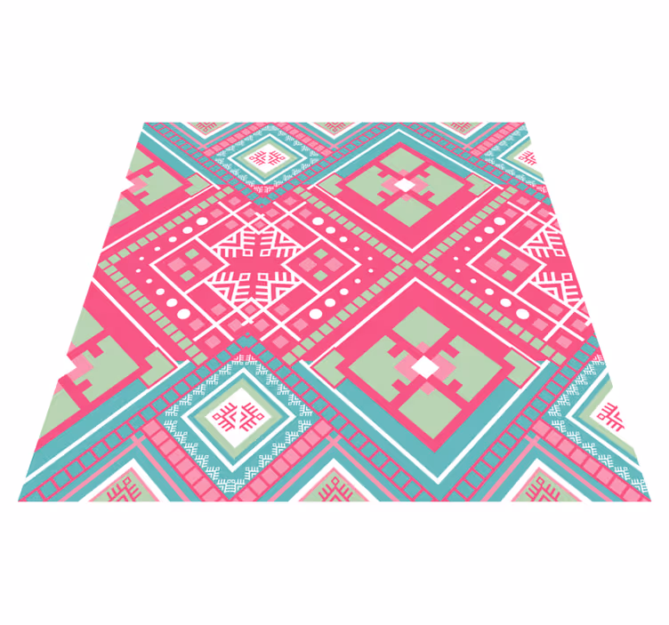 Roze tribalmotief vinyl tapijt etnisch - TenStickers
