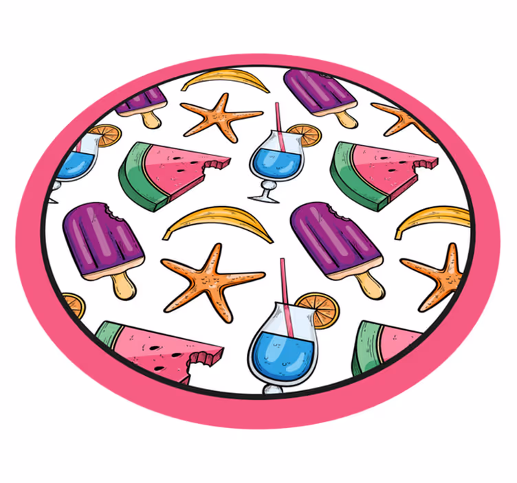 Kleurrijke zomertraktaties vinyl tapijt meer kinderen - TenStickers