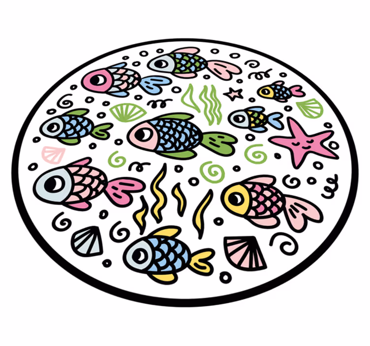 Kleurrijke vispatronen dieren vinyl tapijt - TenStickers