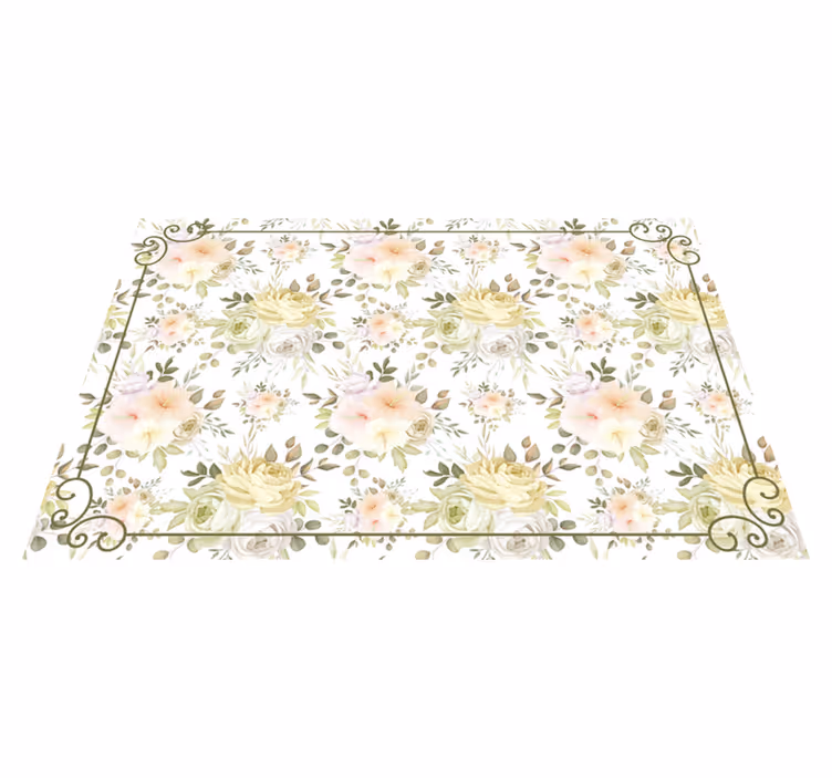 Botanische gratie vinyl tapijt bloemen en planten - TenStickers