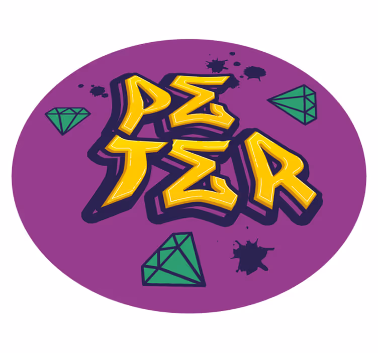 Arte y diamantes vinyl tapijt met naam - TenStickers