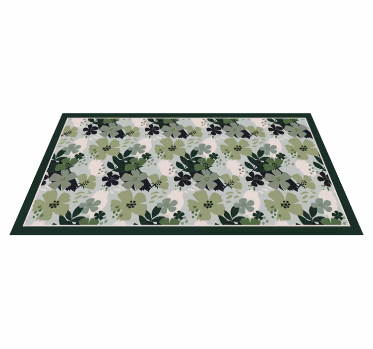 Bloemenpatroon groen vinyl tapijt bloemen en planten - TenStickers