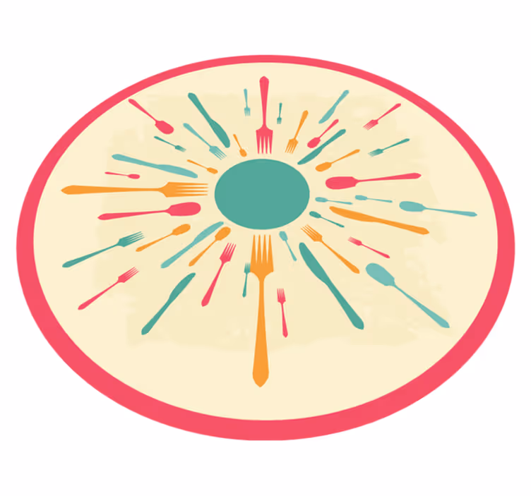 Kleurrijk bestek barstte los vinyl tapijt keuken - TenStickers