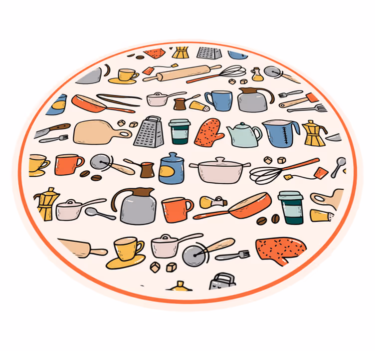 Keukengereedschappencollectie vinyl tapijt keuken - TenStickers