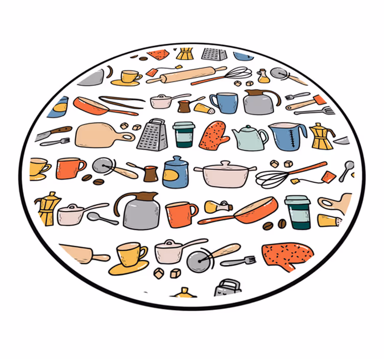 Culinaire gereedschapscollectie vinyl tapijt keuken - TenStickers